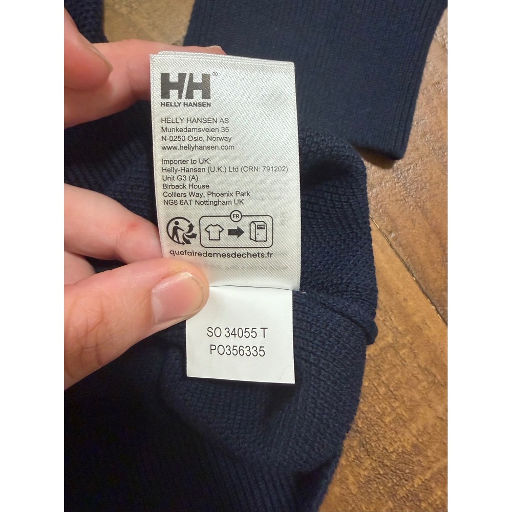 Helly Hansen Mens Navy Blue Organic Cotton Safe Harbor Helm Logo Sweater Large - Picture 6 of 10
